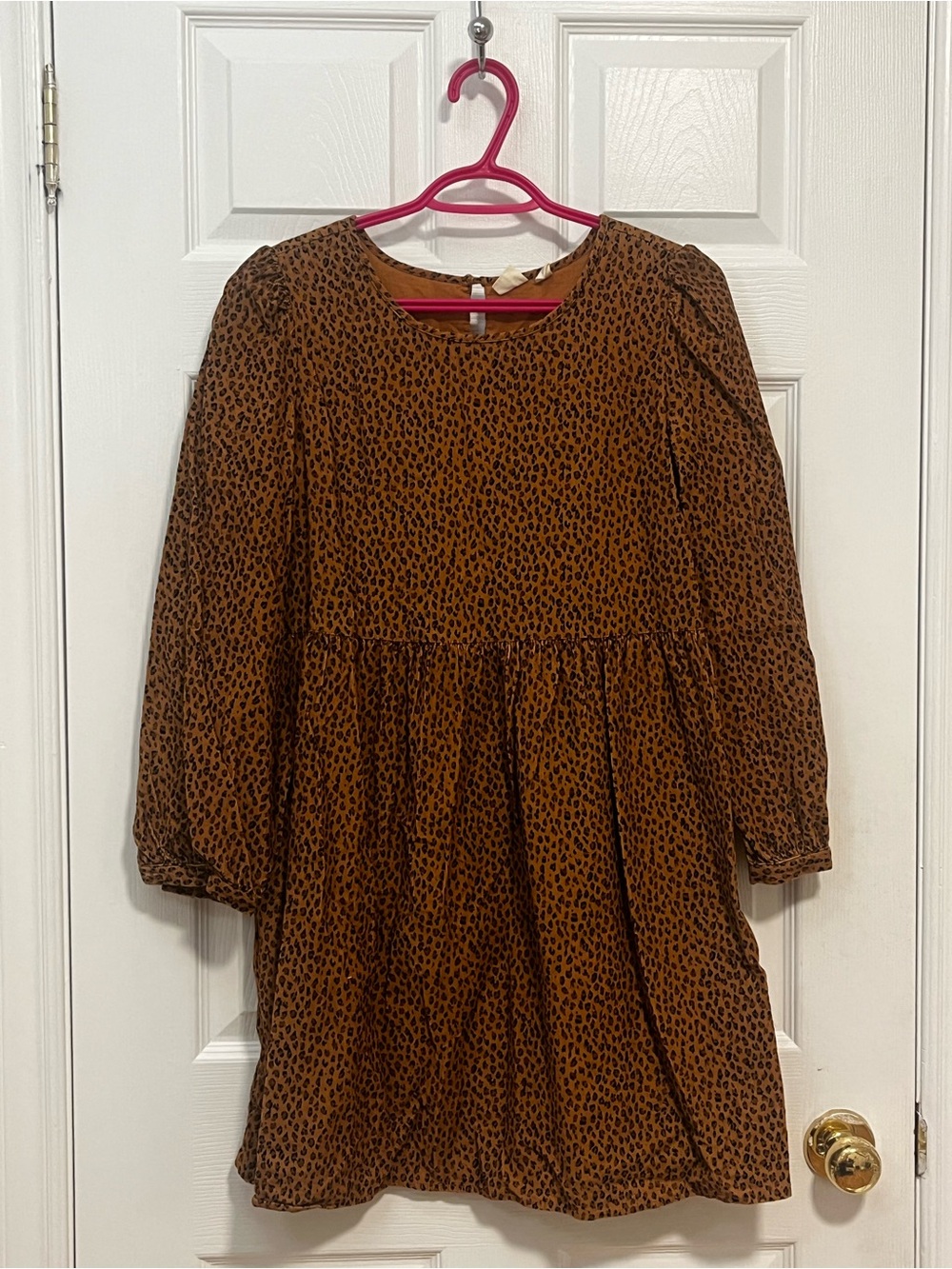 GAP Brown Leopard-Print Long Sleeve Girls' Dress